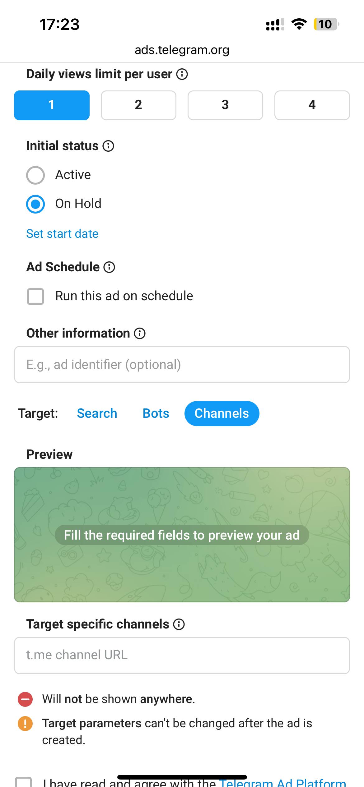 پنل هدف‌گذاری دقیق و Targeting در تبلیغات تلگرام